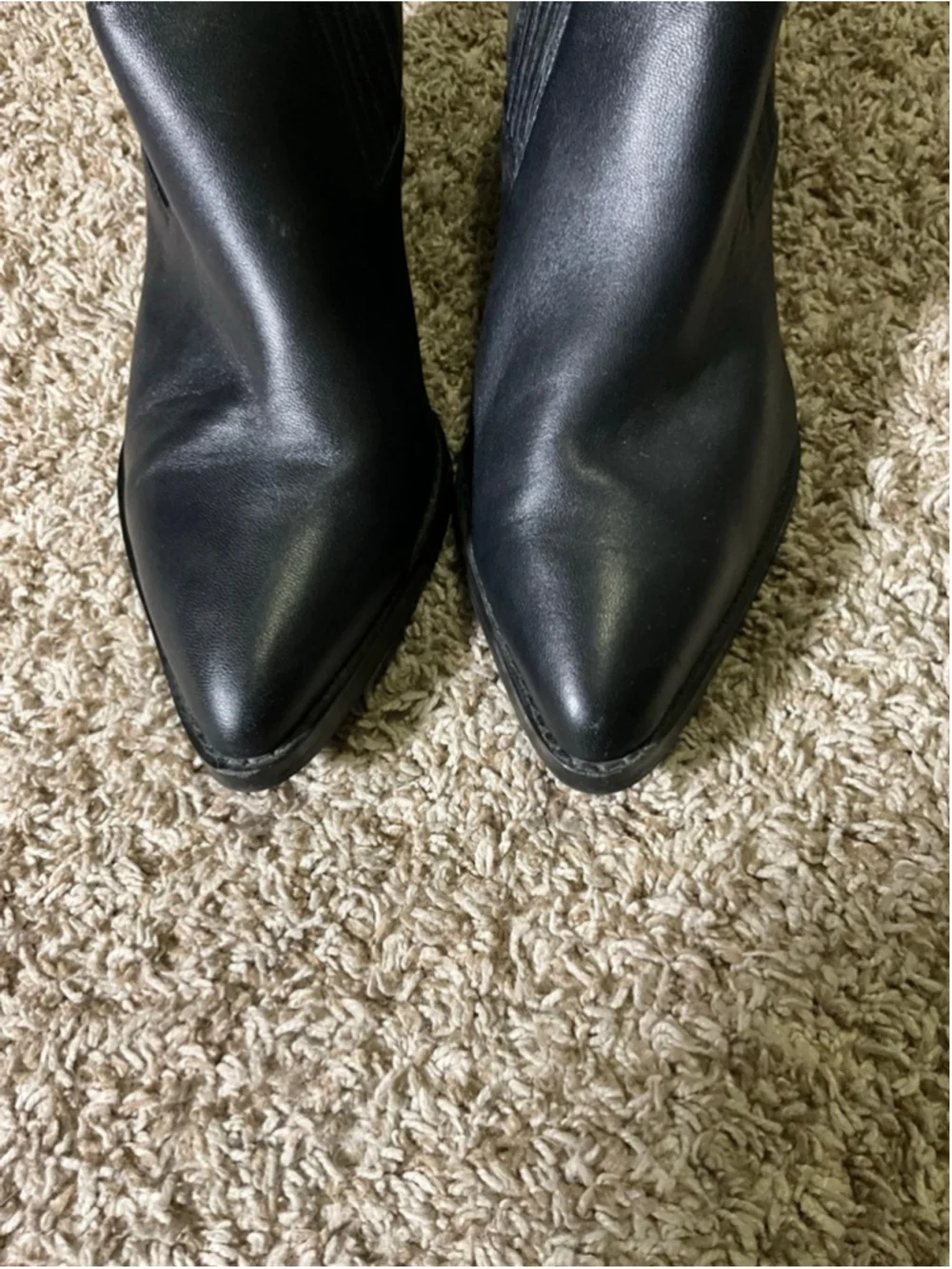 Bleeker & Bond Black Leather Boooties with Ruching and Gold Accent